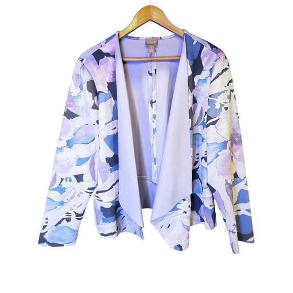 Chicos floral lilac open front blazer sz xl - Picture 1 of 9